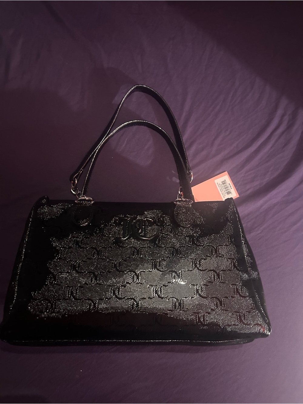 Juicy Couture Black Patent Embossed Tote Handbag